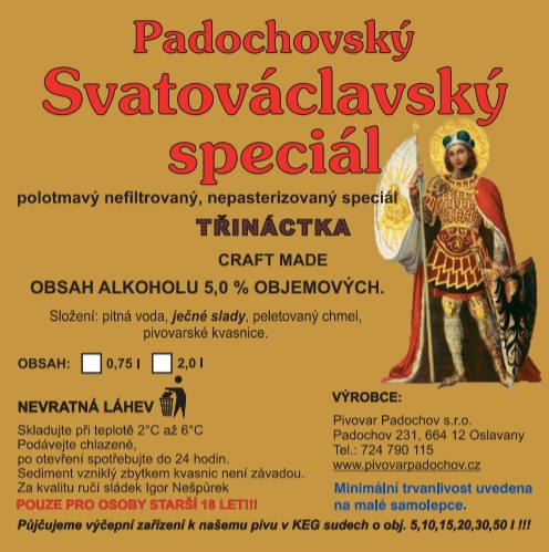 13 PADOCHOVSKÉ SVATOVÁCLAVSKÉ SILNÉ PIVO (0,75L-SKLO)